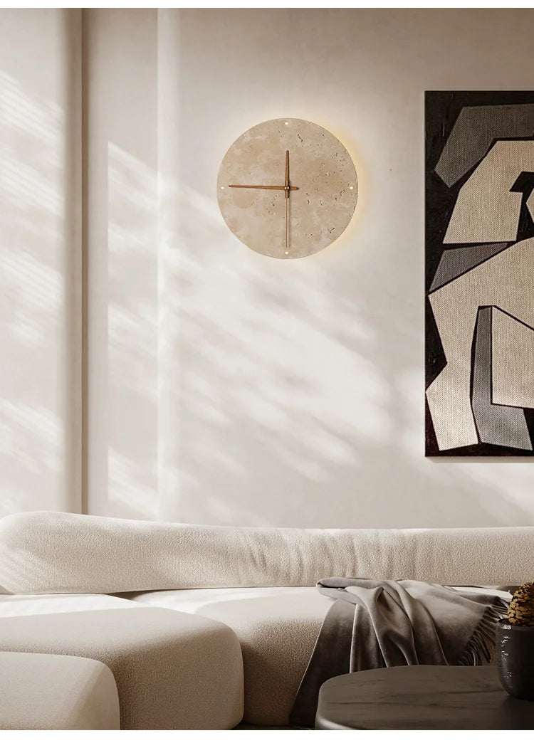 Ora Travertine Clock