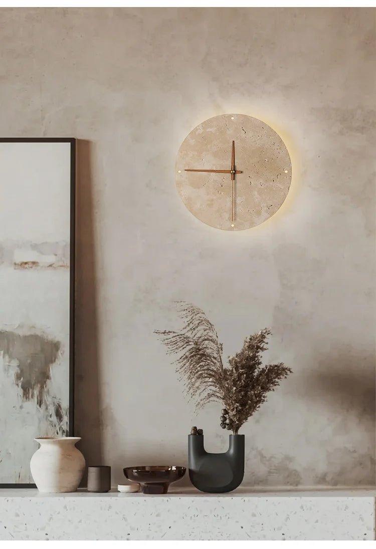 Ora Travertine Clock