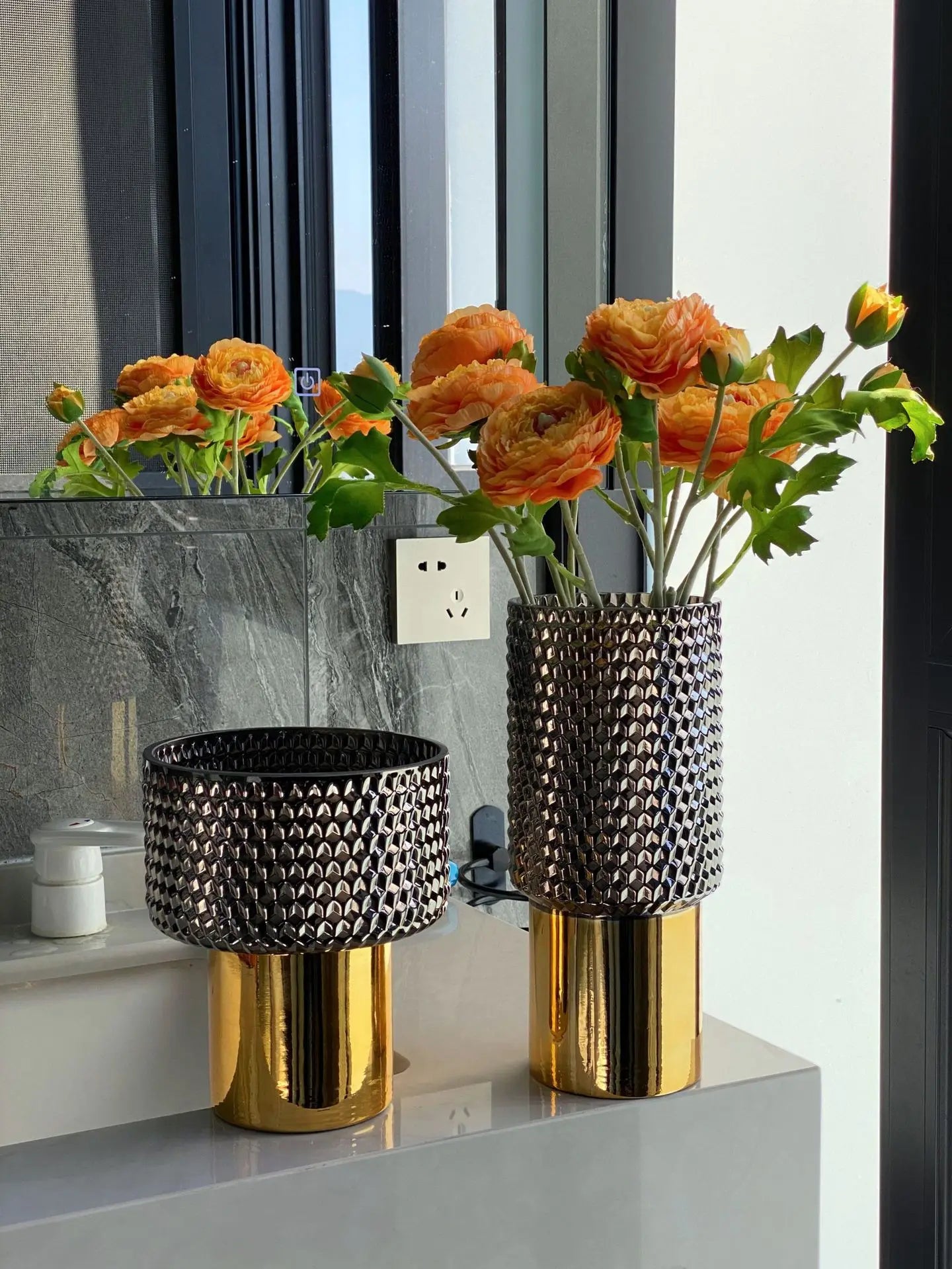 Golden Grid Vase Collection