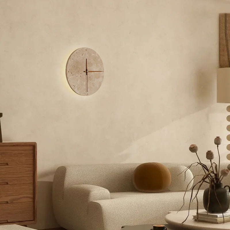 Ora Travertine Clock