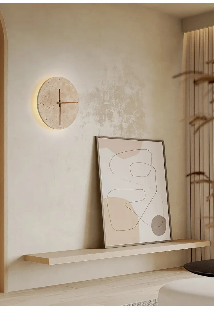 Ora Travertine Clock