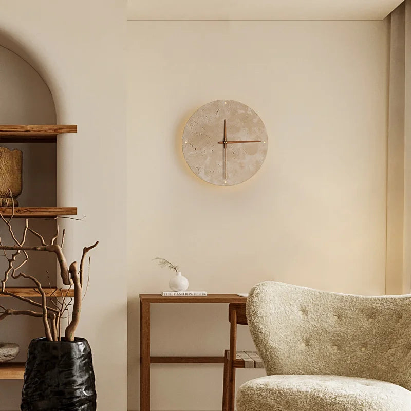Ora Travertine Clock
